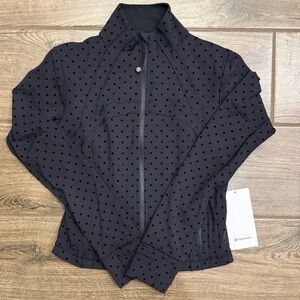 New Lululemon Define Cropped Jacket Nulu Polka Flocked Black Size 10